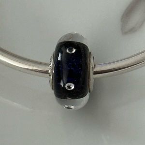 Pandora Moments Blue CZ Murano Glass Charm Retired